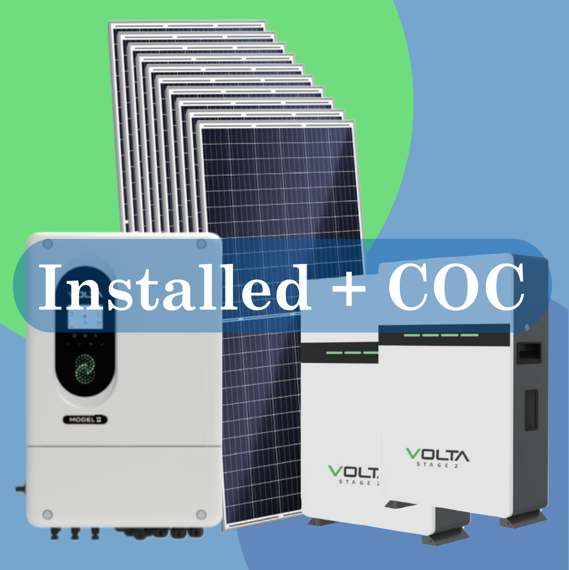 Combo 12kW Volta + 2 x 10.24kWh Volta + 10 JA Solar 595W + Installation COC