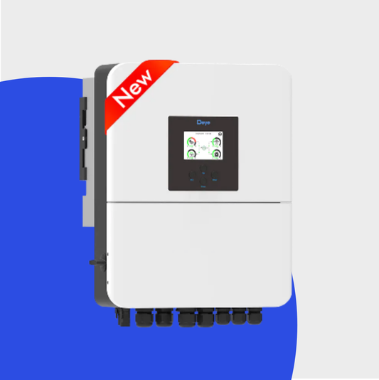White electronic device with a screen and 'New' label on a blue and gray background