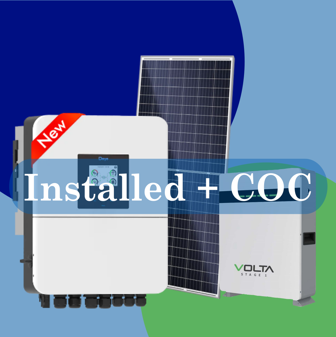 Combo 5kW Deye and Volta S1 5.12kWh with 6 Jinko 595W with Installation and COC