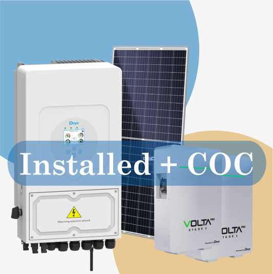 Combo DEYE 5kW Inverter and x2 Volta PRO 5.32kW Batteries solar installed