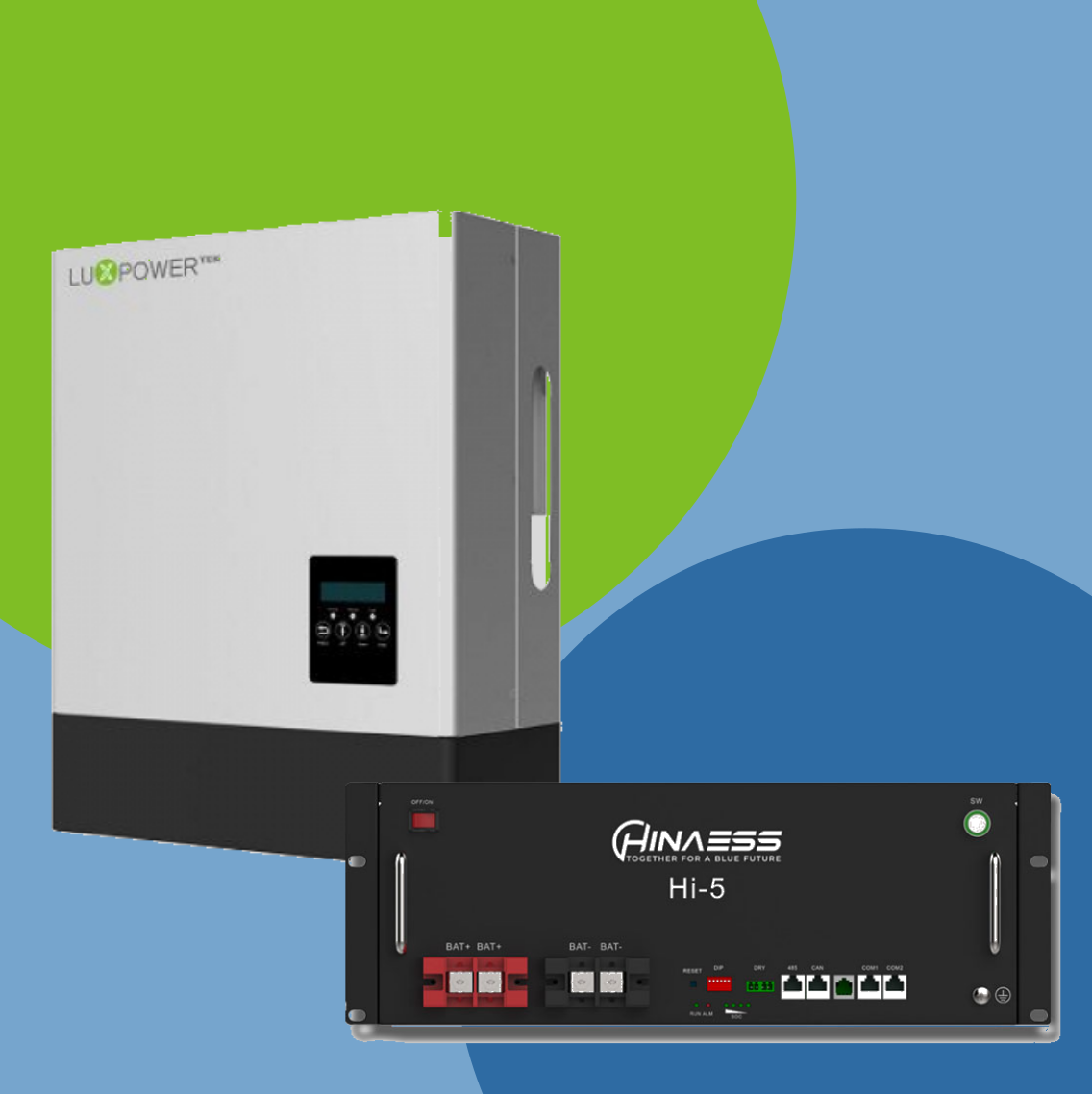Combo 5kW LuxPower LXP inverter and 5kW Hinaess RM battery