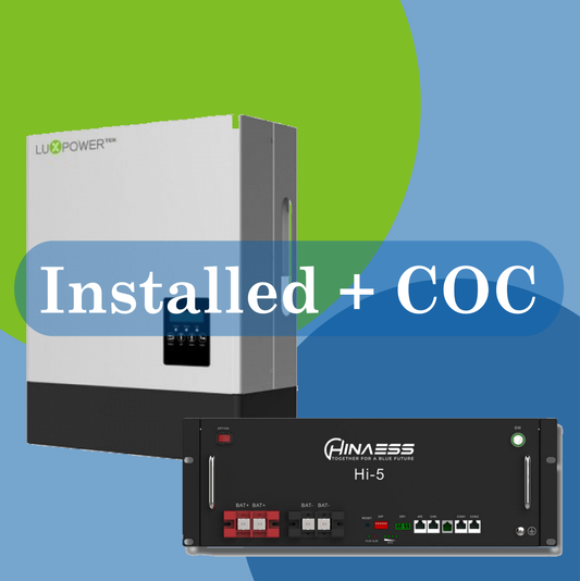 Combo 5kW LuxPower LXP inverter and 5kW Hinaess RM battery installed