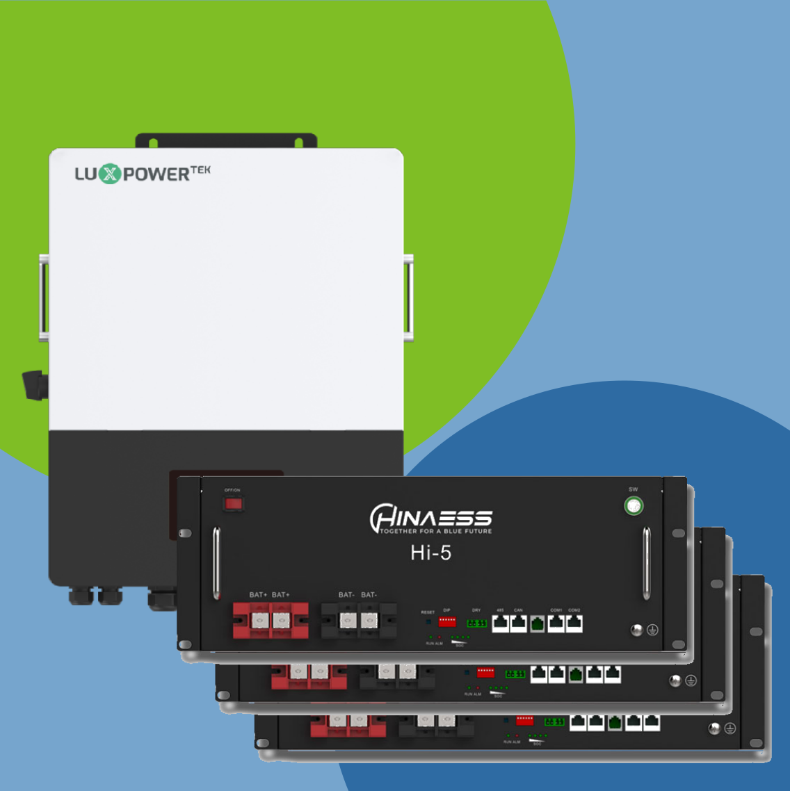 Combo 12kW LuxPower LXP inverter and 5kW Hinaess RM x3 batteries