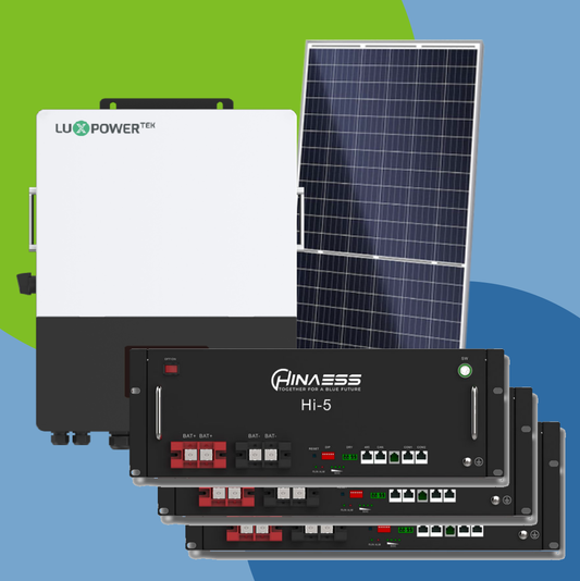 Combo 12kW LuxPower LXP inverter and 5kW Hinaess RM x3 batteries solar