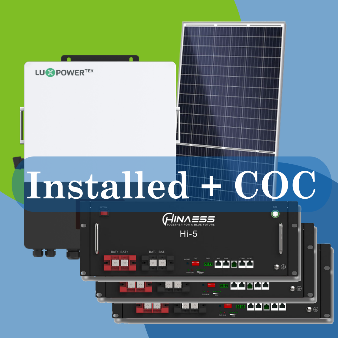 Combo 12kW LuxPower LXP inverter and 5kW Hinaess RM x3 batteries solar installed
