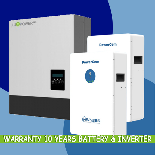 Combo 5kW LuxPower LXP Inverter + 2x 5kW Hinaess PowerGem Battery