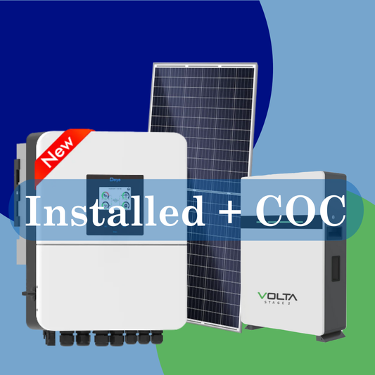 Combo 6kW Deye and Volta S3 10.24kWh with 8 x Jinko Solar 595W with Installation and COC