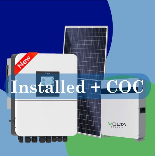 Combo 5kW Deye and Volta S1 5.12kWh with 6 Jinko 595W with Installation and COC