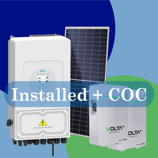 Combo DEYE 5kW Inverter and x2 Volta PRO 5.32kW Batteries solar installed