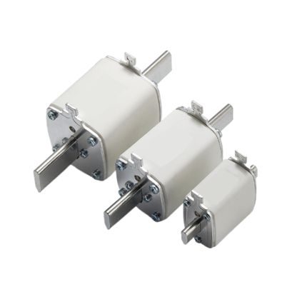 Two mechanical components with white cylindrical parts and metal brackets on a white background