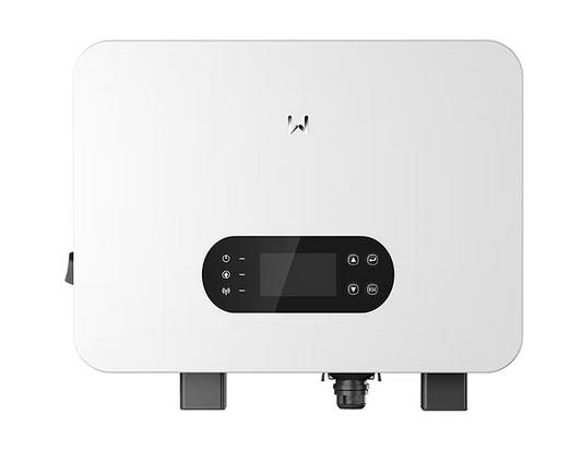 White electronic device with a screen and buttons on a white background