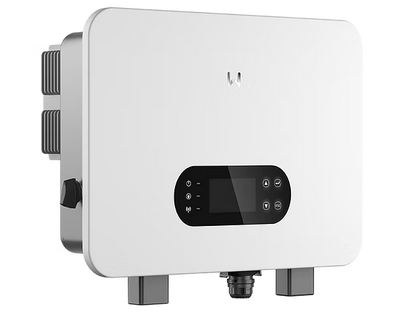 White electronic device with a black display on a white background