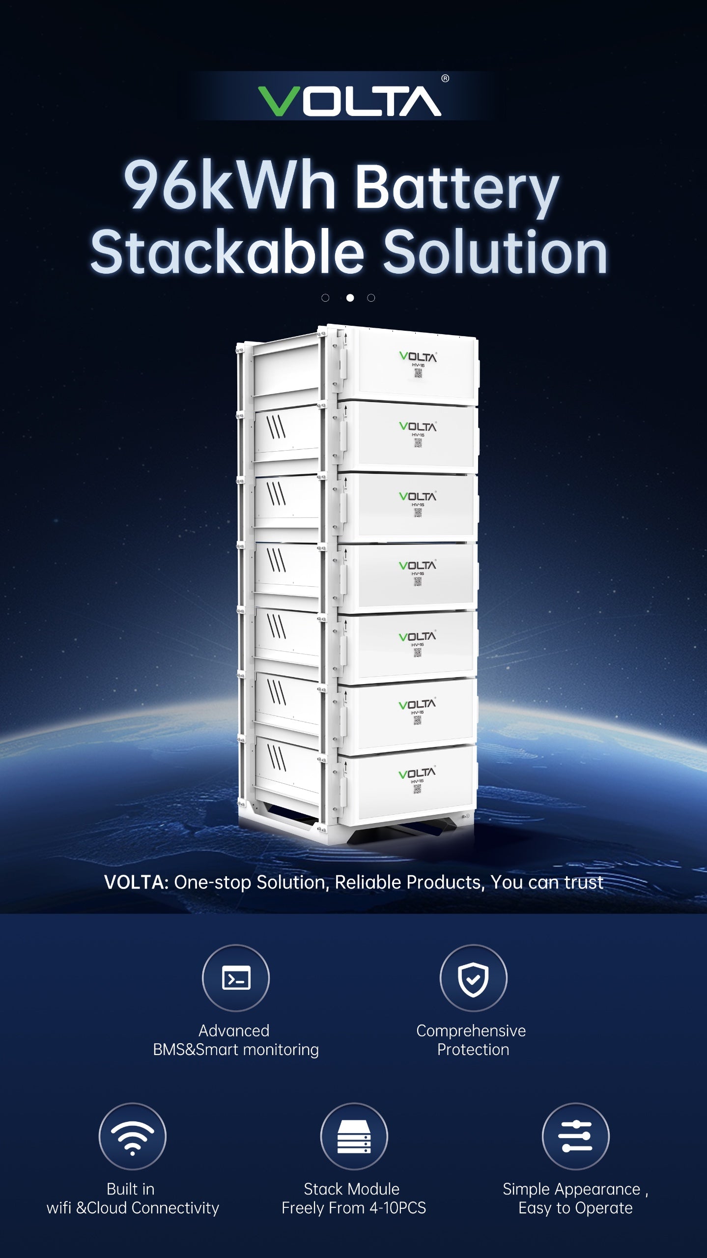 Volta Tower 96kWh High Voltage Battery (6 x 16kWh)