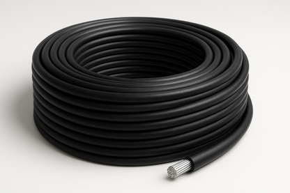 Coil of black aluminium solar cable