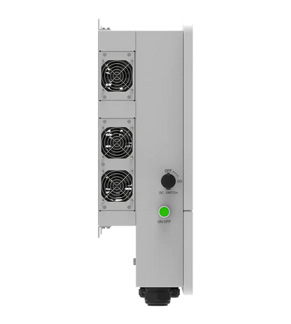 Electrical power supply unit with fans and control switch on a white background